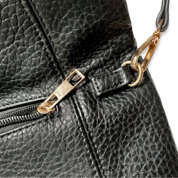 Black Leather Gunmetal Rivets Clutch Crossbody Bag NWOT - Picture 6 of 14